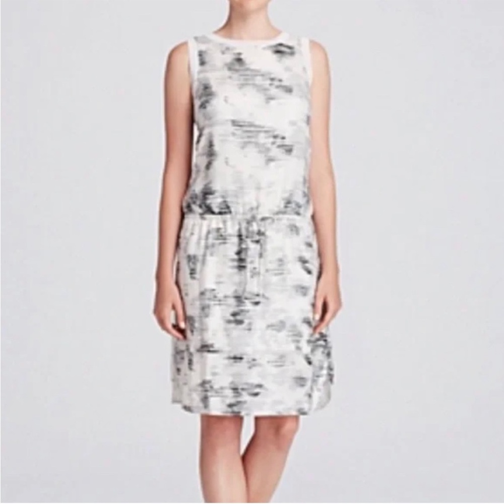 Vince Silk Sleeveless Marble Jacquard Drawstring Summer Dress Small